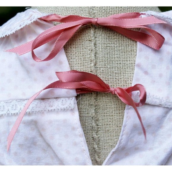 1950s Inspired Baby Girl Dress Handmade Pink Polka Dots Embroidered Flowers - Picture 5 of 6